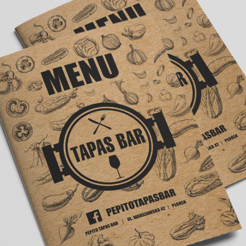 TAPAS BAR – projekt karty menu, wizytówki